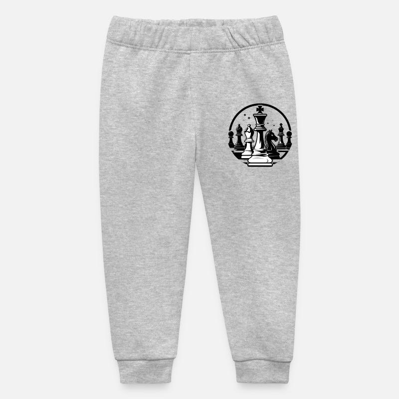 Duel d’échecs dans un motif d’échecs en noir et blanc - Pantalon de jogging bébé bio Stanley/Stella - gris chiné