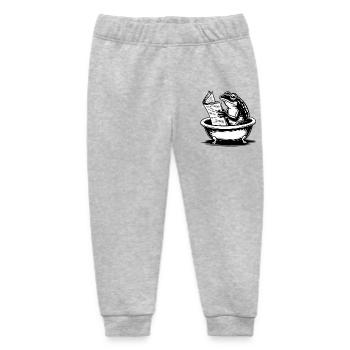 Frog in the bathroom reading newspaper - Baby Organic Sweatpants by Stanley/Stella - heather grey - Front