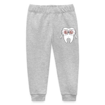 An adorable tooth wearing glasses - Baby Organic Sweatpants by Stanley/Stella - heather grey - Front