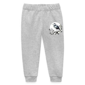 Grey White Heron Japanese Japan - Baby Organic Sweatpants by Stanley/Stella - heather grey - Front