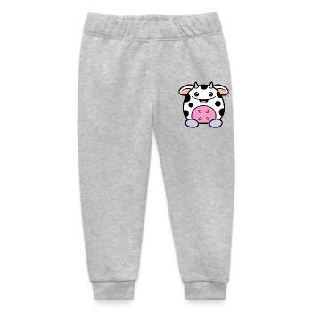 Kawaii Cow Plush Toy - Baby Organic Sweatpants by Stanley/Stella - heather grey - Front