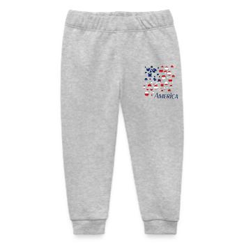 Americana Flag Dots Collage - Baby Organic Sweatpants by Stanley/Stella - heather grey - Front