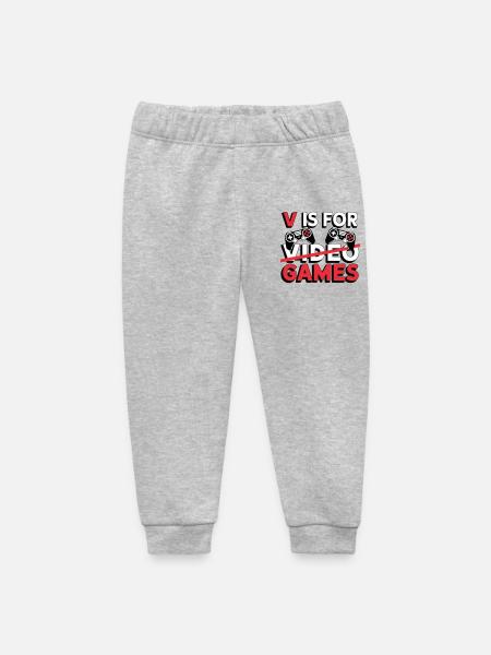 V is for Video Games Graphic - Baby Organic Sweatpants by Stanley/Stella - heather grey