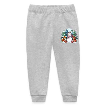 Cozy Snowman with Winter Friends - Baby Organic Sweatpants by Stanley/Stella - heather grey - Front