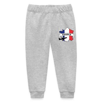 Carte française avec avion - Pantalon de jogging bébé bio Stanley/Stella - gris chiné - Devant
