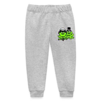 2 Frösche Sir Herren reich Monokel Brille Zylinder - Baby Organic Jogginghose Baby Tumbler von Stanley/Stella - Grau meliert - Vorne
