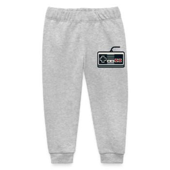 Retro NES Style Gamepad Outline - Baby Organic Sweatpants by Stanley/Stella - heather grey - Front