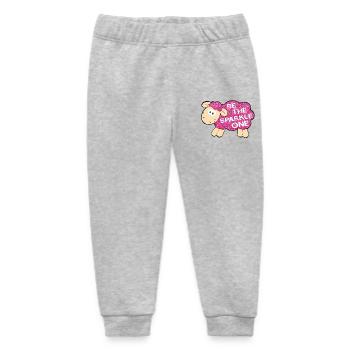 Be the Sparkle One – Glittering Sheep Saying - Baby Organic Sweatpants by Stanley/Stella - heather grey - Front