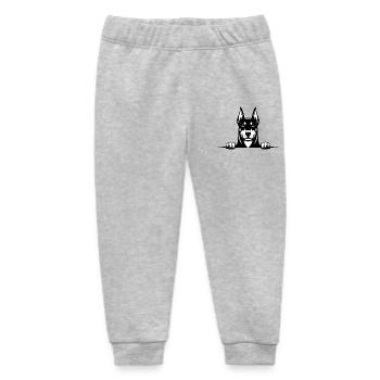 Doberman with paws in black and white - Baby Organic Sweatpants by Stanley/Stella - heather grey - Front