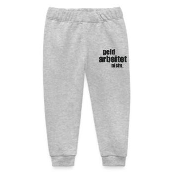 Geld arbeitet nicht. - Baby Organic Jogginghose Baby Tumbler von Stanley/Stella - Grau meliert - Vorne