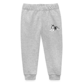 Verspielter Husky mit Kugel - Baby Organic Jogginghose Baby Tumbler von Stanley/Stella - Grau meliert - Vorne