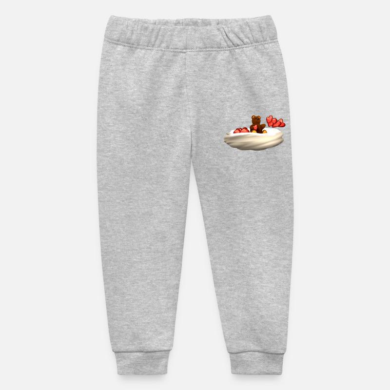 L’ours vole sur un nuage avec des cœurs - Pantalon de jogging bébé bio Stanley/Stella - gris chiné