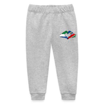 Sierra_Leone_Namibia_Flagge_Haende_Herzform_use - Baby Organic Sweatpants by Stanley/Stella - heather grey - Front