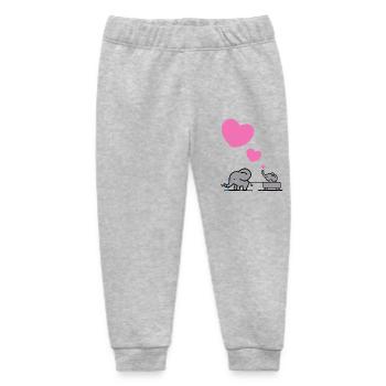 Großer Elefant zieht kleinen Elefanten mit Herz - Baby Organic Jogginghose Baby Tumbler von Stanley/Stella - Grau meliert - Vorne