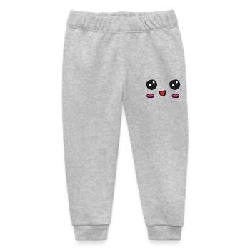 kawaii Gesicht mit offenem Lächeln - Baby Organic Jogginghose Baby Tumbler von Stanley/Stella - Grau meliert - Vorne