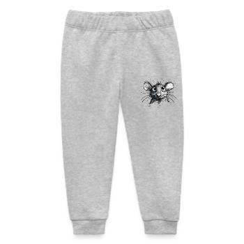 Cartoon Mouse - Baby Organic Sweatpants by Stanley/Stella - heather grey - Front