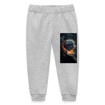 Darstellung einer Hand, die scheinbar die Erde häl - Baby Organic Jogginghose Baby Tumbler von Stanley/Stella - Grau meliert - Vorne