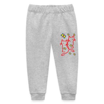 80er 90er Katzen Kinder Kind - Baby Organic Jogginghose Baby Tumbler von Stanley/Stella - Grau meliert - Vorne