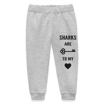 Sharks are the key to my heart - Baby Organic Sweatpants by Stanley/Stella - heather grey - Front