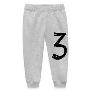 3 YEARS. 3rd ANNIVERSARY. BIRTHDAY 3 YEARS. THREE - Baby Organic Sweatpants by Stanley/Stella - heather grey - Front