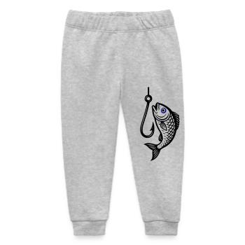 Fish Hook Fish Icon - Baby Organic Sweatpants by Stanley/Stella - heather grey - Front