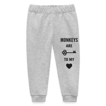 Monkeys are the key to my heart - Baby Organic Sweatpants by Stanley/Stella - heather grey - Front