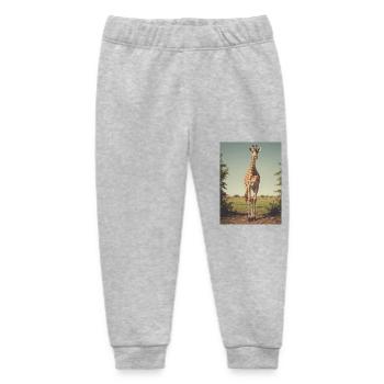 Giraffe with Socks - Baby Organic Sweatpants by Stanley/Stella - heather grey - Front