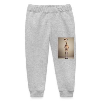 Giraffe with Colorful Socks - Baby Organic Sweatpants by Stanley/Stella - heather grey - Front