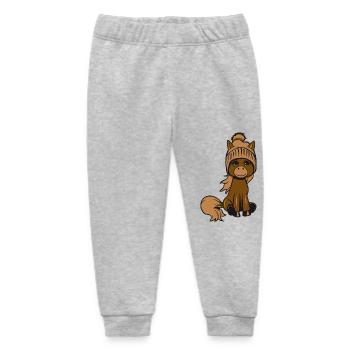 Pony Pferd sitzen spass pudelmuetze Maedchen suess - Baby Organic Jogginghose Baby Tumbler von Stanley/Stella - Grau meliert - Vorne