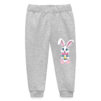 Easter bunny with Easter eggs - Baby Organic Sweatpants by Stanley/Stella - heather grey - Front