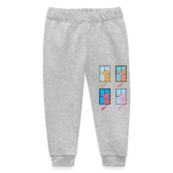 Cats at the window colorful - Baby Organic Sweatpants by Stanley/Stella - heather grey - Front