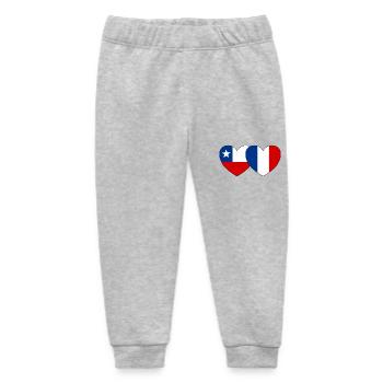 Chile France Flag Heart - Baby Organic Sweatpants by Stanley/Stella - heather grey - Front