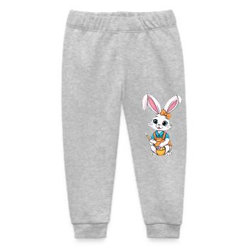 Easter bunny with Easter eggs - Baby Organic Sweatpants by Stanley/Stella - heather grey - Front