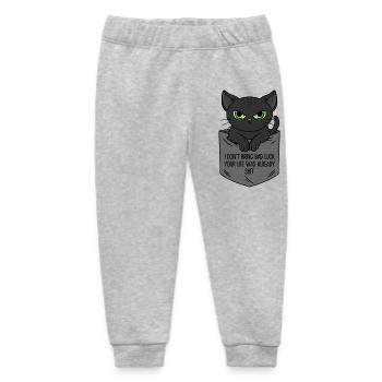 Black Cat Breast Pocket I Bring No Bad Luck - Baby Organic Sweatpants by Stanley/Stella - heather grey - Front