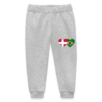 Denmark Brazil Flag Heart - Baby Organic Sweatpants by Stanley/Stella - heather grey - Front