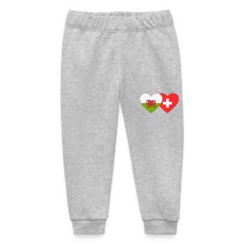 Switzerland Wales Flag Heart - Baby Organic Sweatpants by Stanley/Stella - heather grey - Front