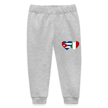 Cuba Italy Flag Heart - Baby Organic Sweatpants by Stanley/Stella - heather grey - Front
