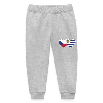Czech Republic Uruguay Heart Flag - Baby Organic Sweatpants by Stanley/Stella - heather grey - Front