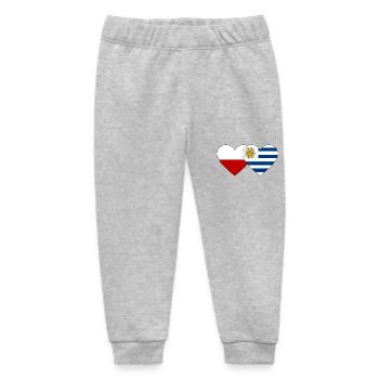 Poland Uruguay Heart Flag - Baby Organic Sweatpants by Stanley/Stella - heather grey - Front
