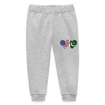 USA Pakistan Flag Heart - Baby Organic Sweatpants by Stanley/Stella - heather grey - Front
