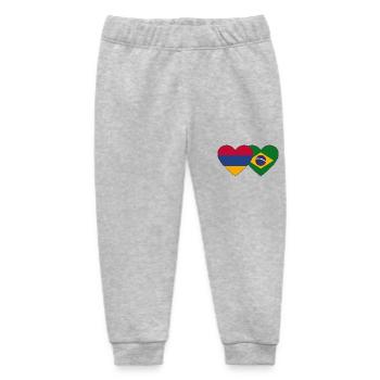 Arménie Brésil Drapeau Coeur - Pantalon de jogging bébé bio Stanley/Stella - gris chiné - Devant