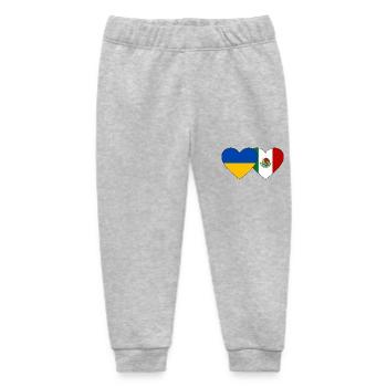 Ukraine Mexico Flag Heart - Baby Organic Sweatpants by Stanley/Stella - heather grey - Front