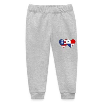 USA Panama Flag Heart - Baby Organic Sweatpants by Stanley/Stella - heather grey - Front