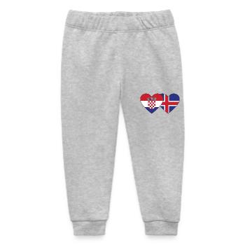 Croatia Iceland flag heart - Baby Organic Sweatpants by Stanley/Stella - heather grey - Front