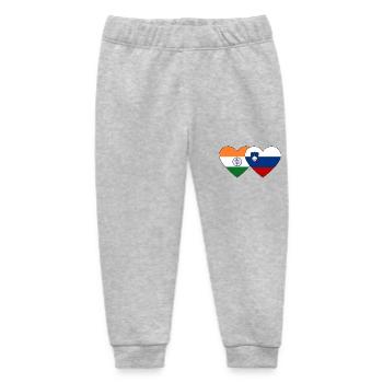 India Slovenia Flag Heart - Baby Organic Sweatpants by Stanley/Stella - heather grey - Front