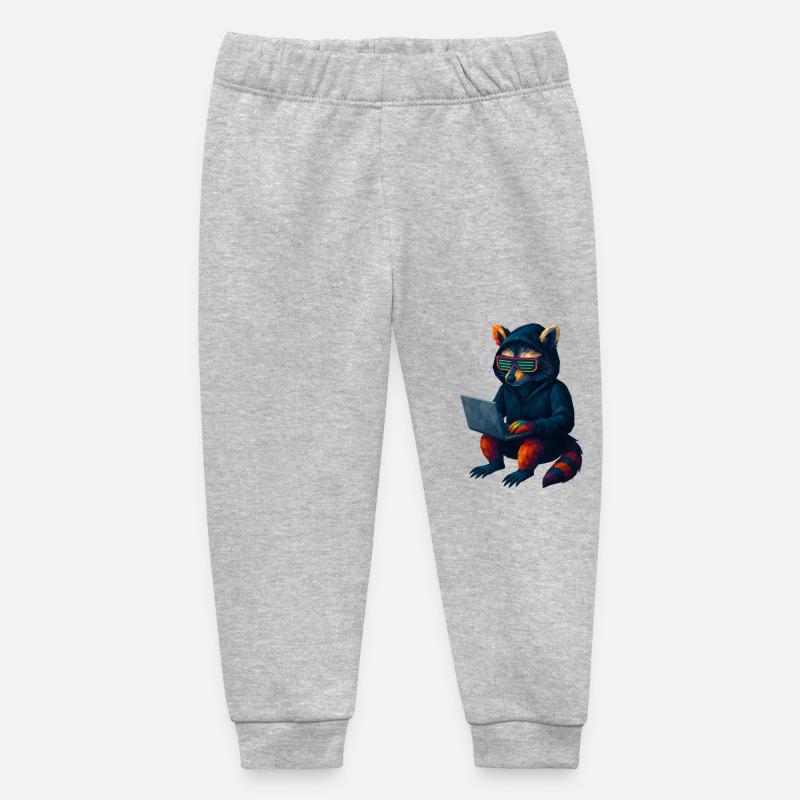 WPAP Style Animals - Techno Raton laveur avec sweat à capuche - Pantalon de jogging bébé bio Stanley/Stella - gris chiné