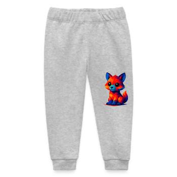 WPAP Polygon Kawaii Style Baby Fox - Baby Organic Sweatpants by Stanley/Stella - heather grey - Front
