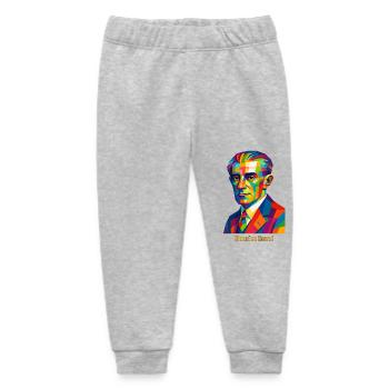 WPAP Polygon Portrait Maurice Ravel Bolero - Baby Organic Sweatpants by Stanley/Stella - heather grey - Front