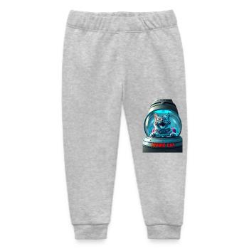 Funny cat in a UFO ship - Baby Organic Sweatpants by Stanley/Stella - heather grey - Front