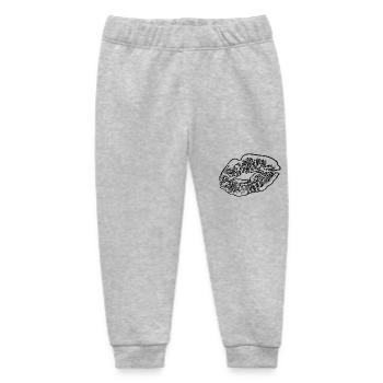 Lipstick Kiss mouth Valentine's Day Kisses - Baby Organic Sweatpants by Stanley/Stella - heather grey - Front